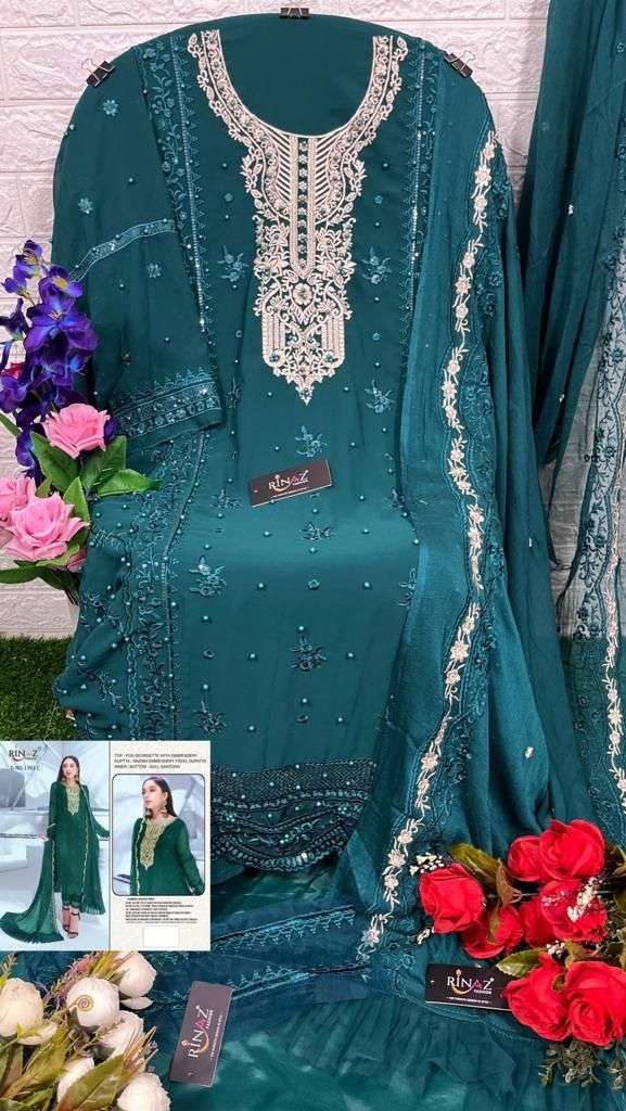 RINAZ 1393 COLOURS BY RINAZ FASHION 1393-A TO 1393-D SERIES BEAUTIFUL STYLISH PAKISTANI SUITS FANCY COLORFUL CASUAL WEAR & ETHNIC WEAR & READY TO WEAR FAUX GEORGETTE EMBROIDERY DRESSES AT WHOLESALE PRICE