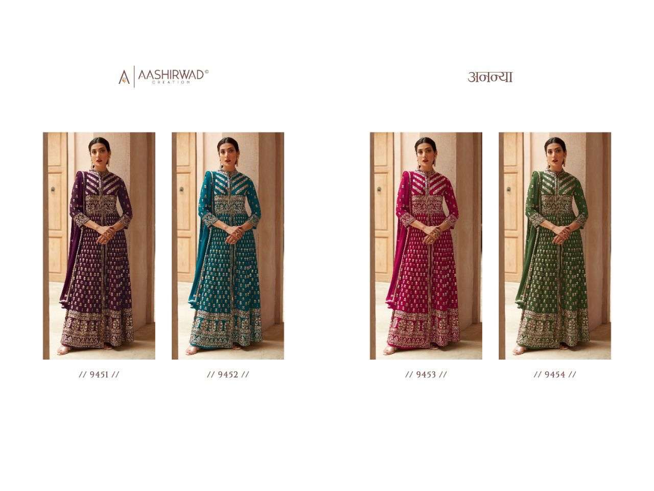 Ananya By Aashirwad Creation 9451 To 9454 Series Designer Suits Collection Beautiful Stylish Fancy Colorful Party Wear & Occasional Wear Georgette Embroidered Dresses At Wholesale Price