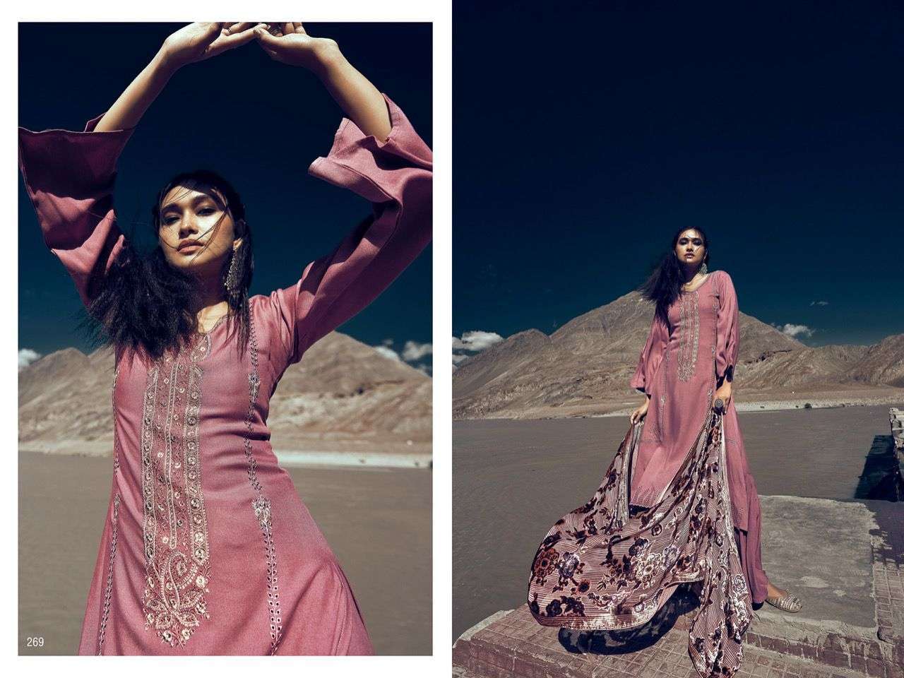 RAFTAR BY AIQA 264 TO 271 SERIES BEAUTIFUL STYLISH SUITS FANCY COLORFUL CASUAL WEAR & ETHNIC WEAR & READY TO WEAR PURE PASHMINA WITH WORK DRESSES AT WHOLESALE PRICE