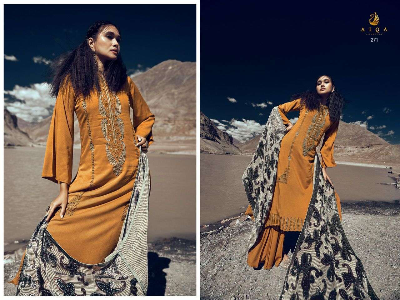 RAFTAR BY AIQA 264 TO 271 SERIES BEAUTIFUL STYLISH SUITS FANCY COLORFUL CASUAL WEAR & ETHNIC WEAR & READY TO WEAR PURE PASHMINA WITH WORK DRESSES AT WHOLESALE PRICE