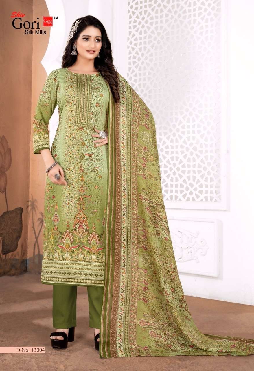 PAKIZAA VOL-14 BY SHIV GORI SILK MILLS 13001 TO 13012 SERIES BEAUTIFUL STYLISH SHARARA SUITS FANCY COLORFUL CASUAL WEAR & ETHNIC WEAR & READY TO WEAR HEAVY COTTON PRINTED DRESSES AT WHOLESALE PRICE