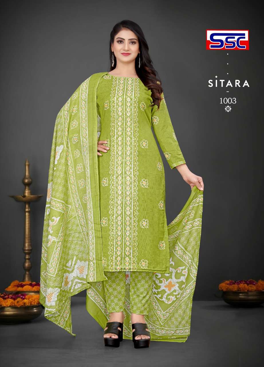 SITARA BY SHREE SHANTI CREATION 1001 TO 1012 SERIES BEAUTIFUL SUITS COLORFUL STYLISH FANCY CASUAL WEAR & ETHNIC WEAR SOFT COTTON EMBROIDERED DRESSES AT WHOLESALE PRICE