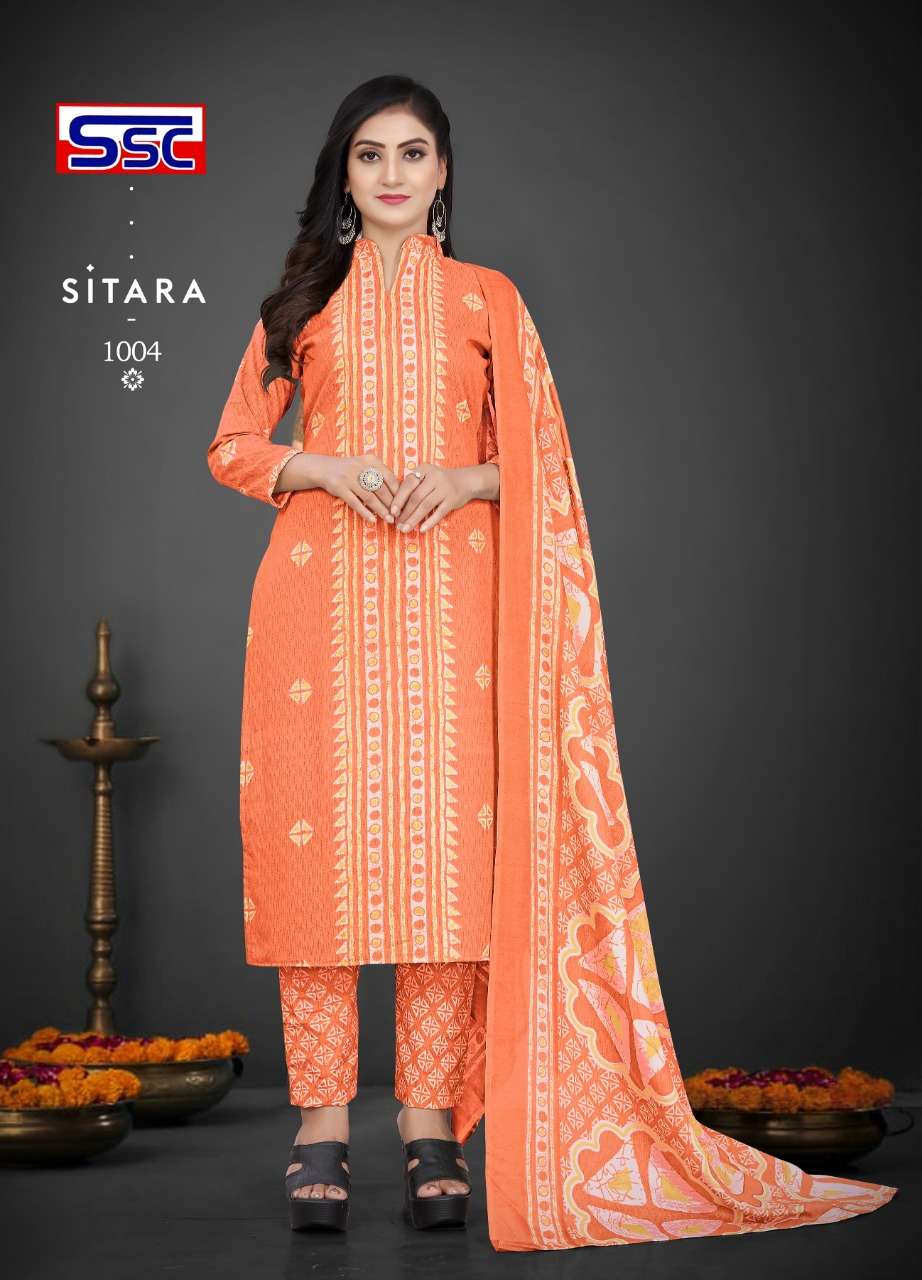 SITARA BY SHREE SHANTI CREATION 1001 TO 1012 SERIES BEAUTIFUL SUITS COLORFUL STYLISH FANCY CASUAL WEAR & ETHNIC WEAR SOFT COTTON EMBROIDERED DRESSES AT WHOLESALE PRICE