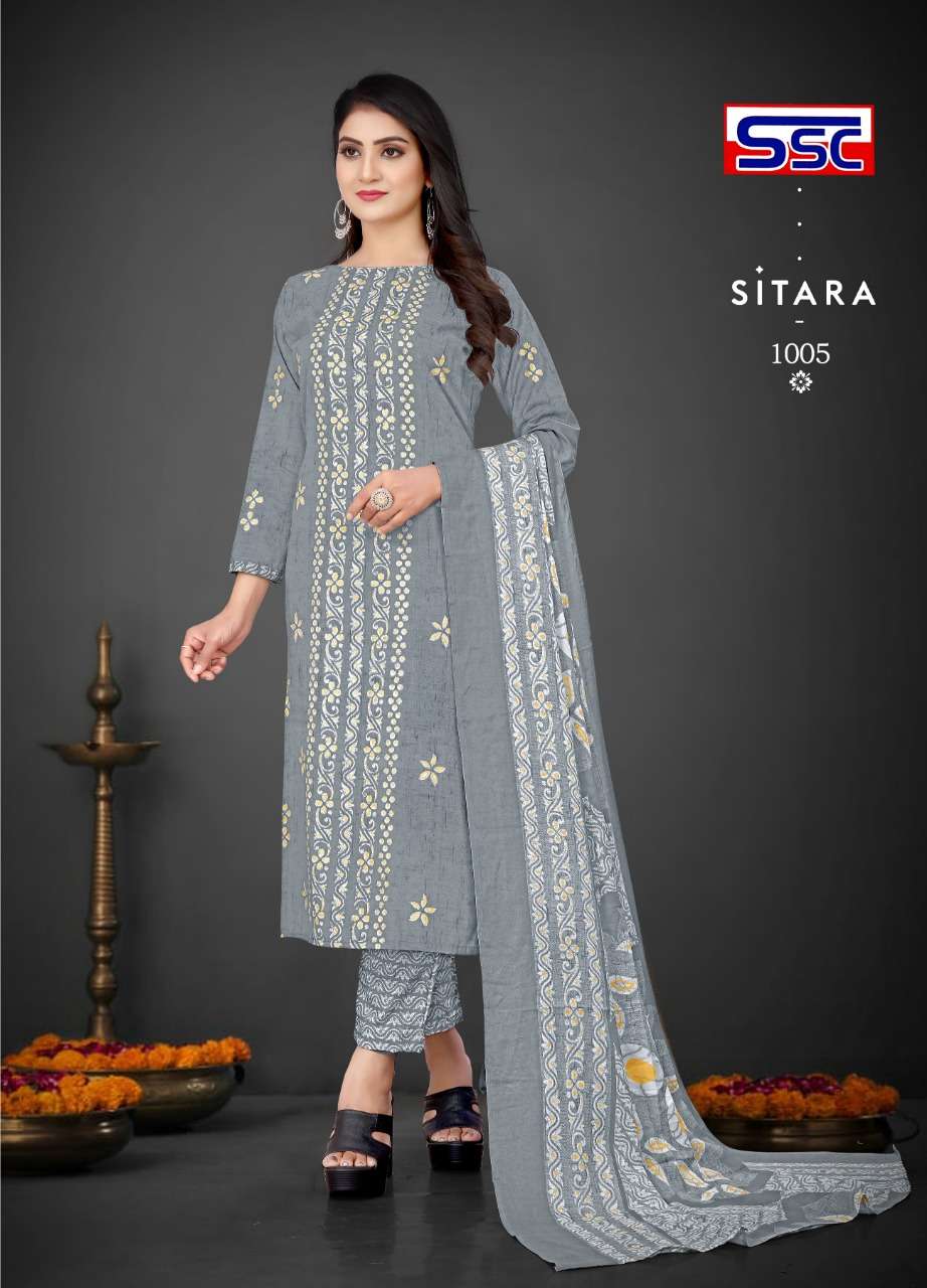 SITARA BY SHREE SHANTI CREATION 1001 TO 1012 SERIES BEAUTIFUL SUITS COLORFUL STYLISH FANCY CASUAL WEAR & ETHNIC WEAR SOFT COTTON EMBROIDERED DRESSES AT WHOLESALE PRICE