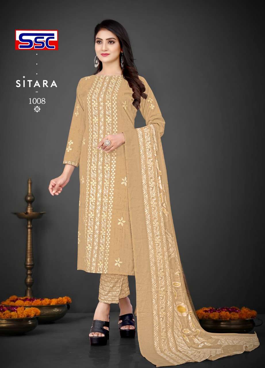 SITARA BY SHREE SHANTI CREATION 1001 TO 1012 SERIES BEAUTIFUL SUITS COLORFUL STYLISH FANCY CASUAL WEAR & ETHNIC WEAR SOFT COTTON EMBROIDERED DRESSES AT WHOLESALE PRICE