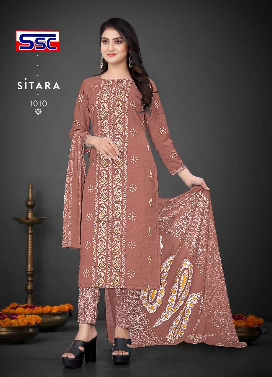 SITARA BY SHREE SHANTI CREATION 1001 TO 1012 SERIES BEAUTIFUL SUITS COLORFUL STYLISH FANCY CASUAL WEAR & ETHNIC WEAR SOFT COTTON EMBROIDERED DRESSES AT WHOLESALE PRICE