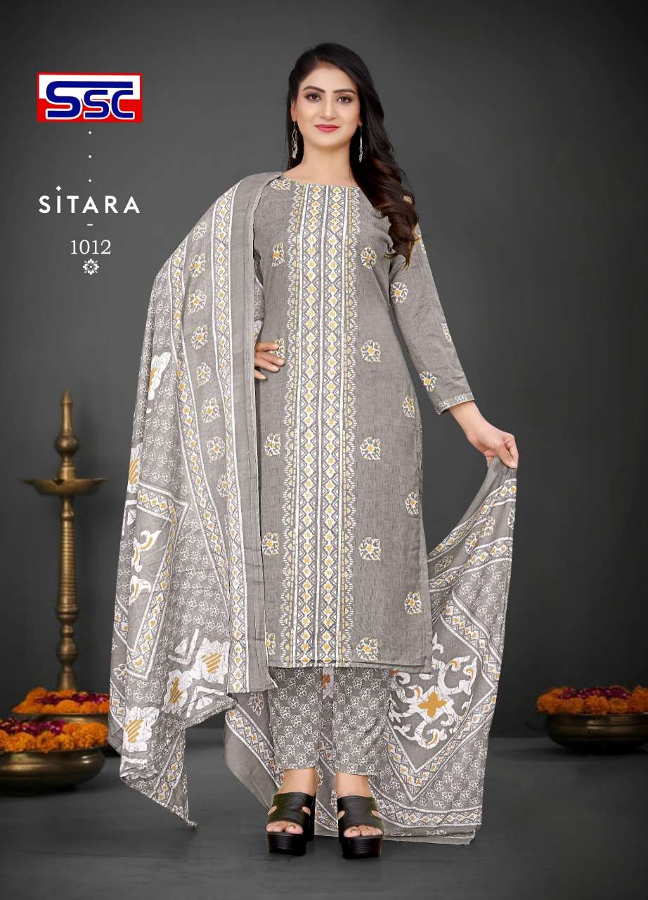 SITARA BY SHREE SHANTI CREATION 1001 TO 1012 SERIES BEAUTIFUL SUITS COLORFUL STYLISH FANCY CASUAL WEAR & ETHNIC WEAR SOFT COTTON EMBROIDERED DRESSES AT WHOLESALE PRICE