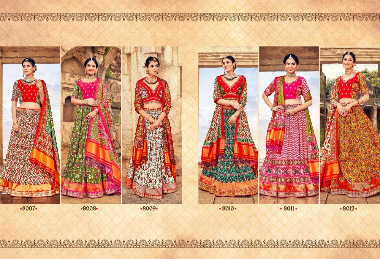 GAJRAJ 8007 SERIES BY GAJRAJ FASHION 8007 TO 8012 SERIES INDIAN TRADITIONAL BEAUTIFUL STYLISH DESIGNER BANARASI SILK JACQUARD EMBROIDERED PARTY WEAR PURE SILK LEHENGAS AT WHOLESALE PRICE