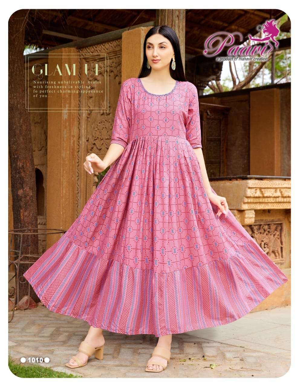 AARADHYA VOL-1 BY PAAVI 1001 TO 1010 SERIES BEAUTIFUL STYLISH FANCY COLORFUL CASUAL WEAR & ETHNIC WEAR HEAVY RAYON GOWNS AT WHOLESALE PRICE