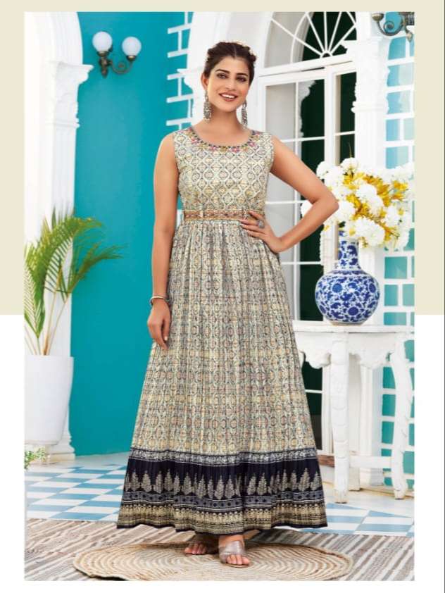 SPARK VOL-2 BY SHRUTI 201 TO 204 SERIES BEAUTIFUL STYLISH FANCY COLORFUL CASUAL WEAR & ETHNIC WEAR VISCOSE MUSLIN PRINT GOWNS AT WHOLESALE PRICE