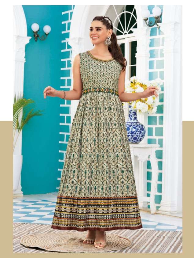 SPARK VOL-2 BY SHRUTI 201 TO 204 SERIES BEAUTIFUL STYLISH FANCY COLORFUL CASUAL WEAR & ETHNIC WEAR VISCOSE MUSLIN PRINT GOWNS AT WHOLESALE PRICE