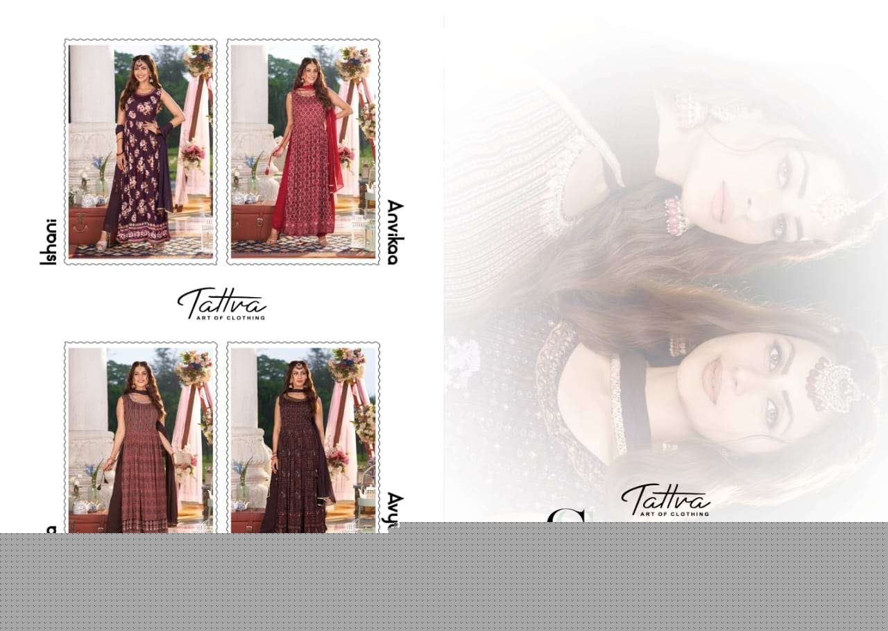 SHANAYA BY TATTVA 01 TO 04 SERIES BEAUTIFUL SUITS STYLISH FANCY COLORFUL PARTY WEAR & OCCASIONAL WEAR PURE VISCOSE GEORGETTE EMBROIDERED DRESSES AT WHOLESALE PRICE