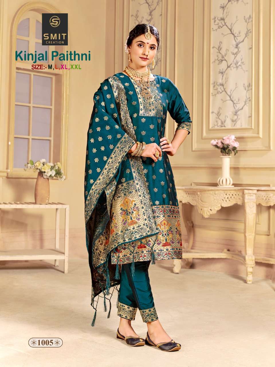 Kinjal Paithni By Smit Creation 1001 To 1006 Series Designer Festive Suits Collection Beautiful Stylish Colorful Fancy Party Wear & Occasional Wear Pure Tapeta Silk Dresses At Wholesale Price