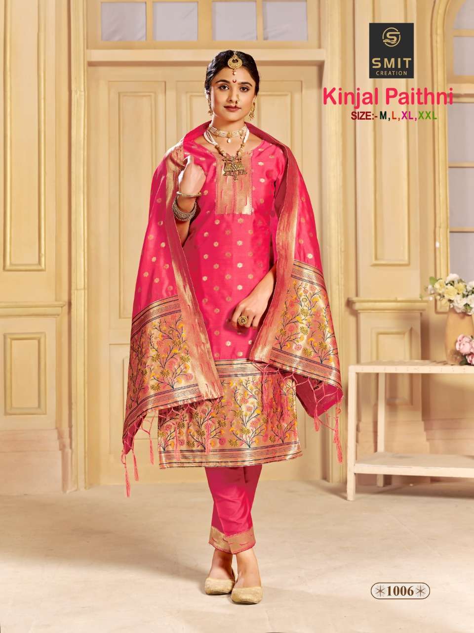 Kinjal Paithni By Smit Creation 1001 To 1006 Series Designer Festive Suits Collection Beautiful Stylish Colorful Fancy Party Wear & Occasional Wear Pure Tapeta Silk Dresses At Wholesale Price