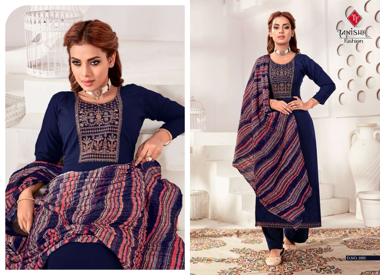 AZEERA BY TANISHK FASHION 1001 TO 1008 SERIES SUITS BEAUTIFUL FANCY COLORFUL STYLISH PARTY WEAR & OCCASIONAL WEAR RAYON SLUB WITH EMBROIDERY DRESSES AT WHOLESALE PRICE