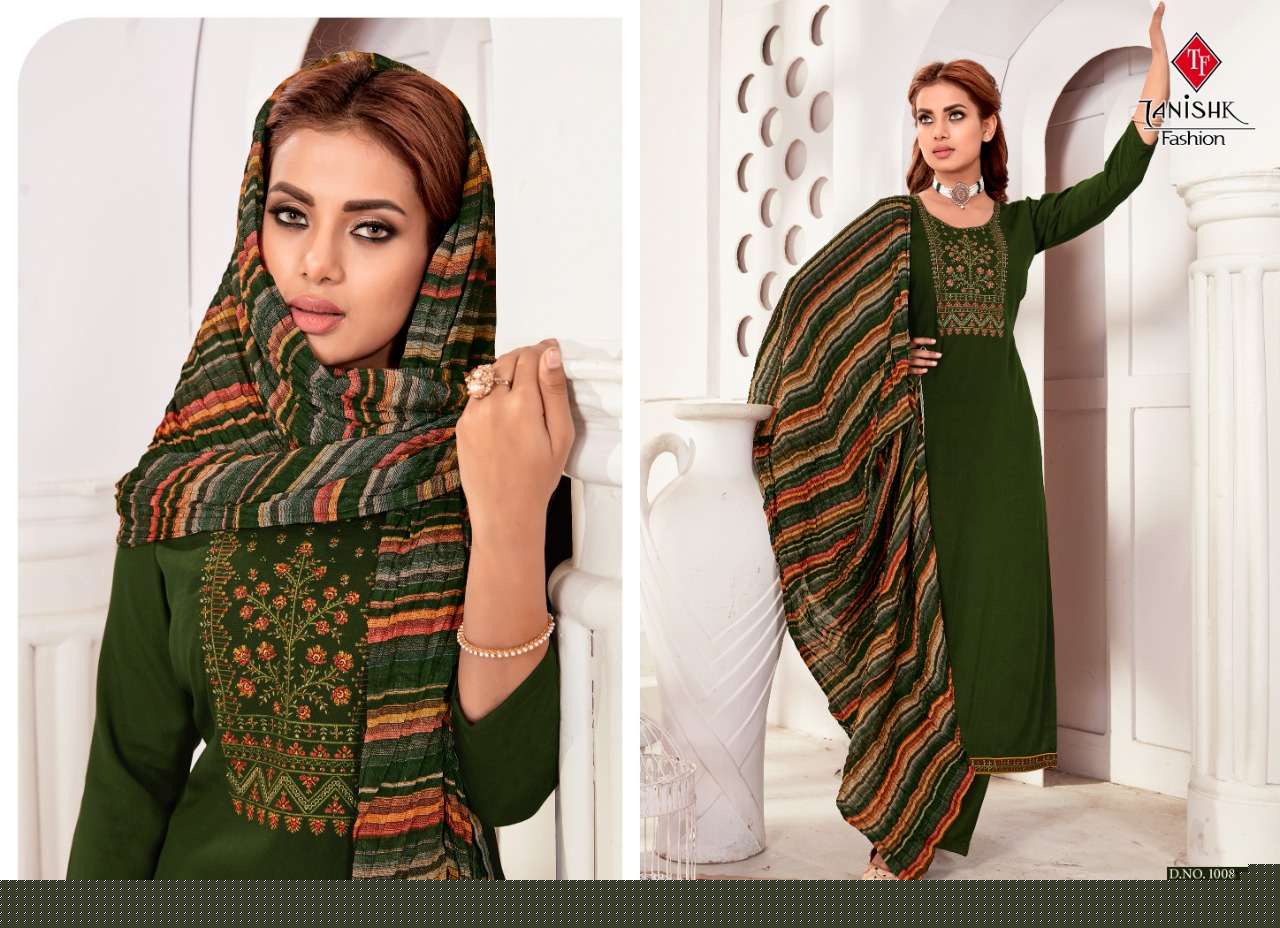 AZEERA BY TANISHK FASHION 1001 TO 1008 SERIES SUITS BEAUTIFUL FANCY COLORFUL STYLISH PARTY WEAR & OCCASIONAL WEAR RAYON SLUB WITH EMBROIDERY DRESSES AT WHOLESALE PRICE