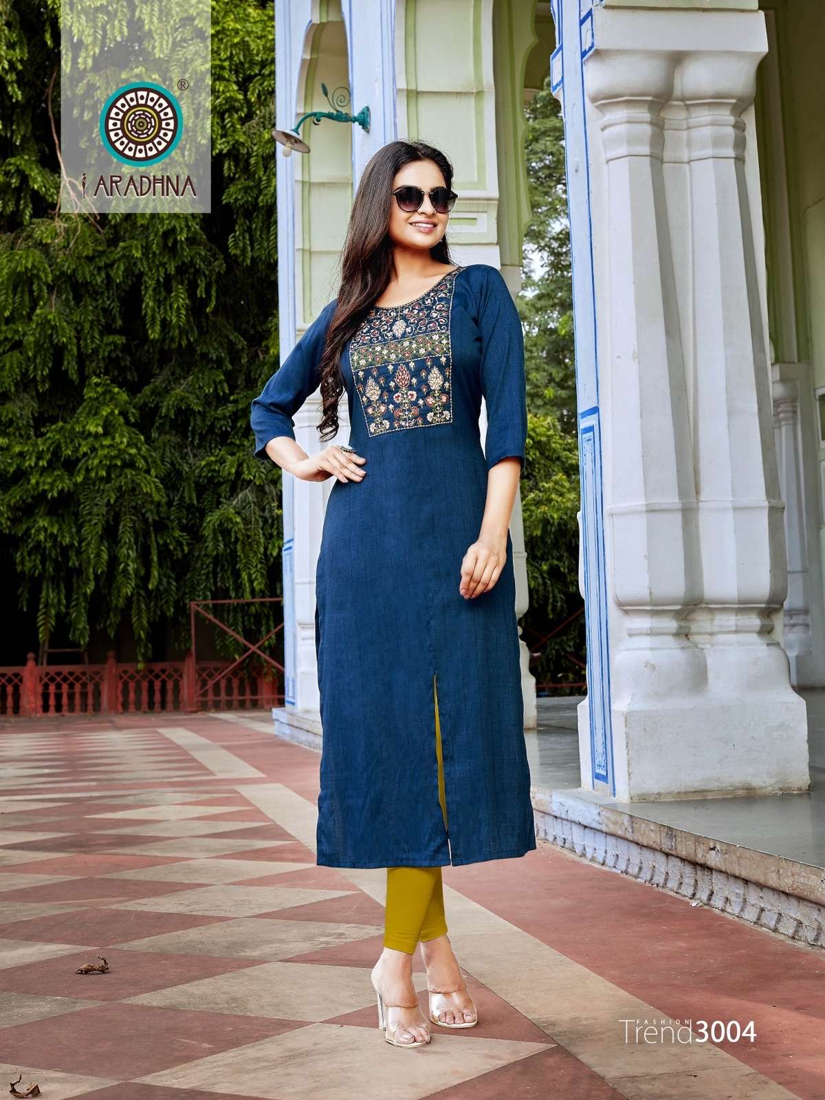 FASHION TREND VOL-3 BY ARADHNA FASHION 3001 TO 3008 SERIES DESIGNER STYLISH FANCY COLORFUL BEAUTIFUL PARTY WEAR & ETHNIC WEAR COLLECTION RAYON EMBROIDERED KURTIS AT WHOLESALE PRICE