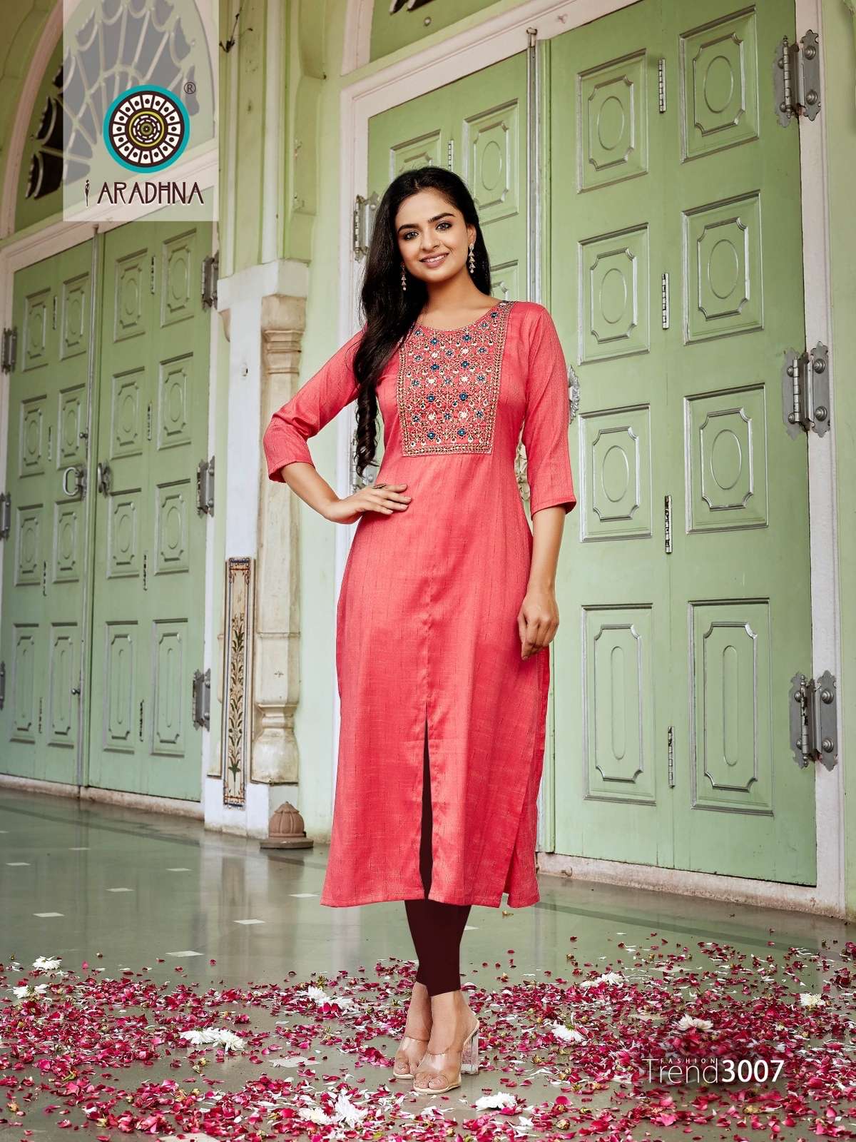 FASHION TREND VOL-3 BY ARADHNA FASHION 3001 TO 3008 SERIES DESIGNER STYLISH FANCY COLORFUL BEAUTIFUL PARTY WEAR & ETHNIC WEAR COLLECTION RAYON EMBROIDERED KURTIS AT WHOLESALE PRICE