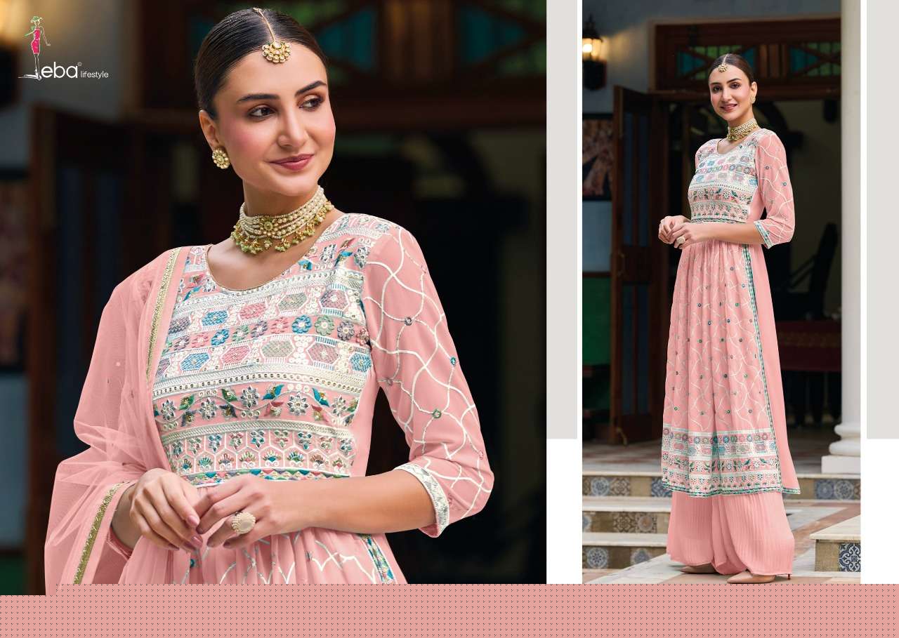 Mehar Vol-3 By Eba Lifestyle 1535 To 1538 Series Sharara Suits Beautiful Fancy Colorful Stylish Party Wear & Occasional Wear Faux Georgette Embroidered Dresses At Wholesale Price