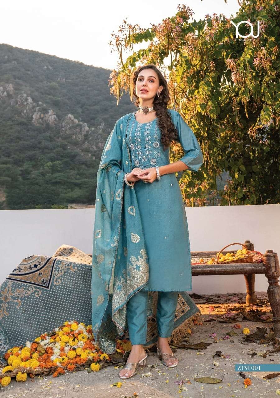 ZINI BY YOU 001 TO 006 SERIES BEAUTIFUL FESTIVE SUITS COLORFUL STYLISH FANCY CASUAL WEAR & ETHNIC WEAR CHANDERI SILK DRESSES AT WHOLESALE PRICE
