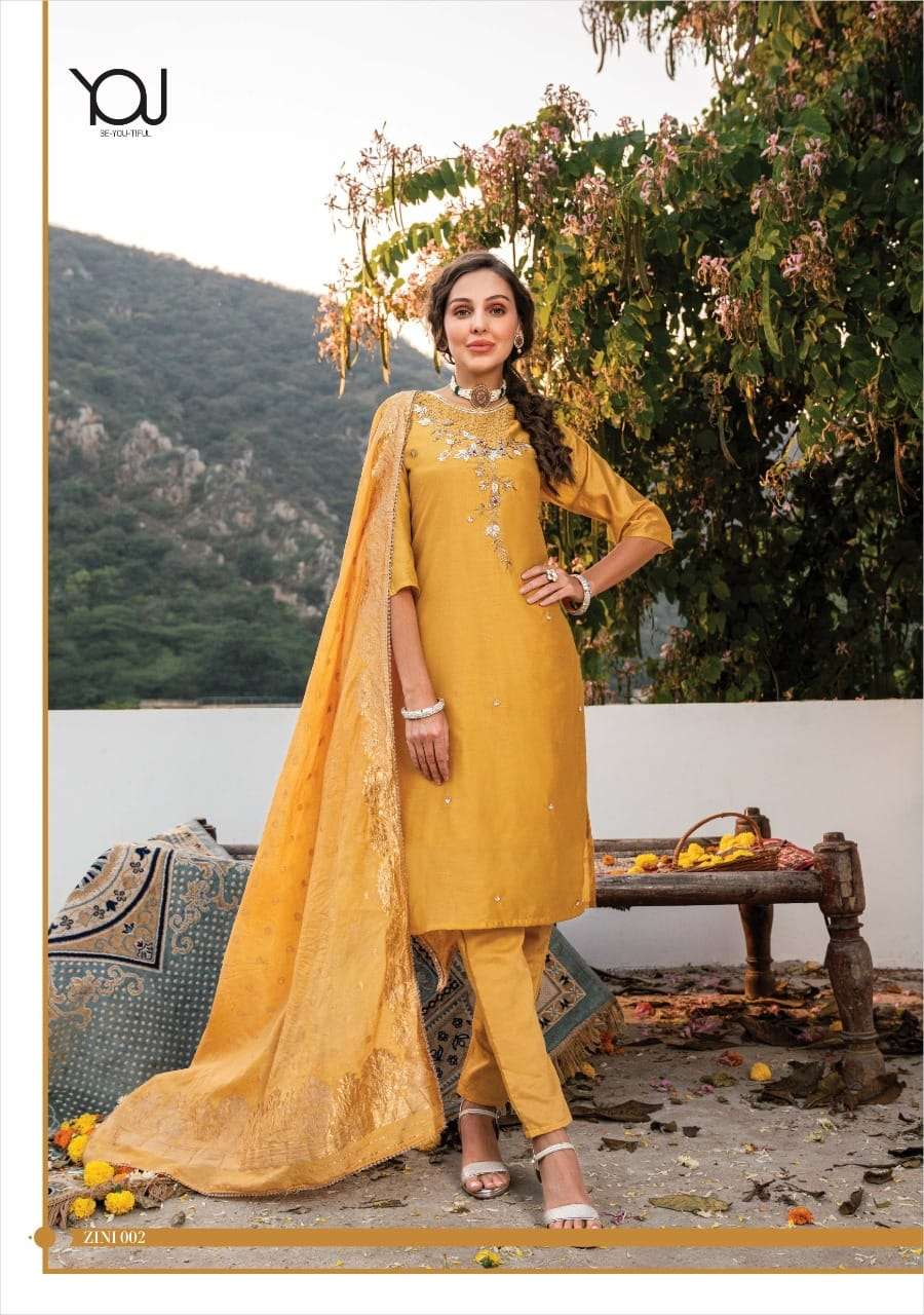 ZINI BY YOU 001 TO 006 SERIES BEAUTIFUL FESTIVE SUITS COLORFUL STYLISH FANCY CASUAL WEAR & ETHNIC WEAR CHANDERI SILK DRESSES AT WHOLESALE PRICE