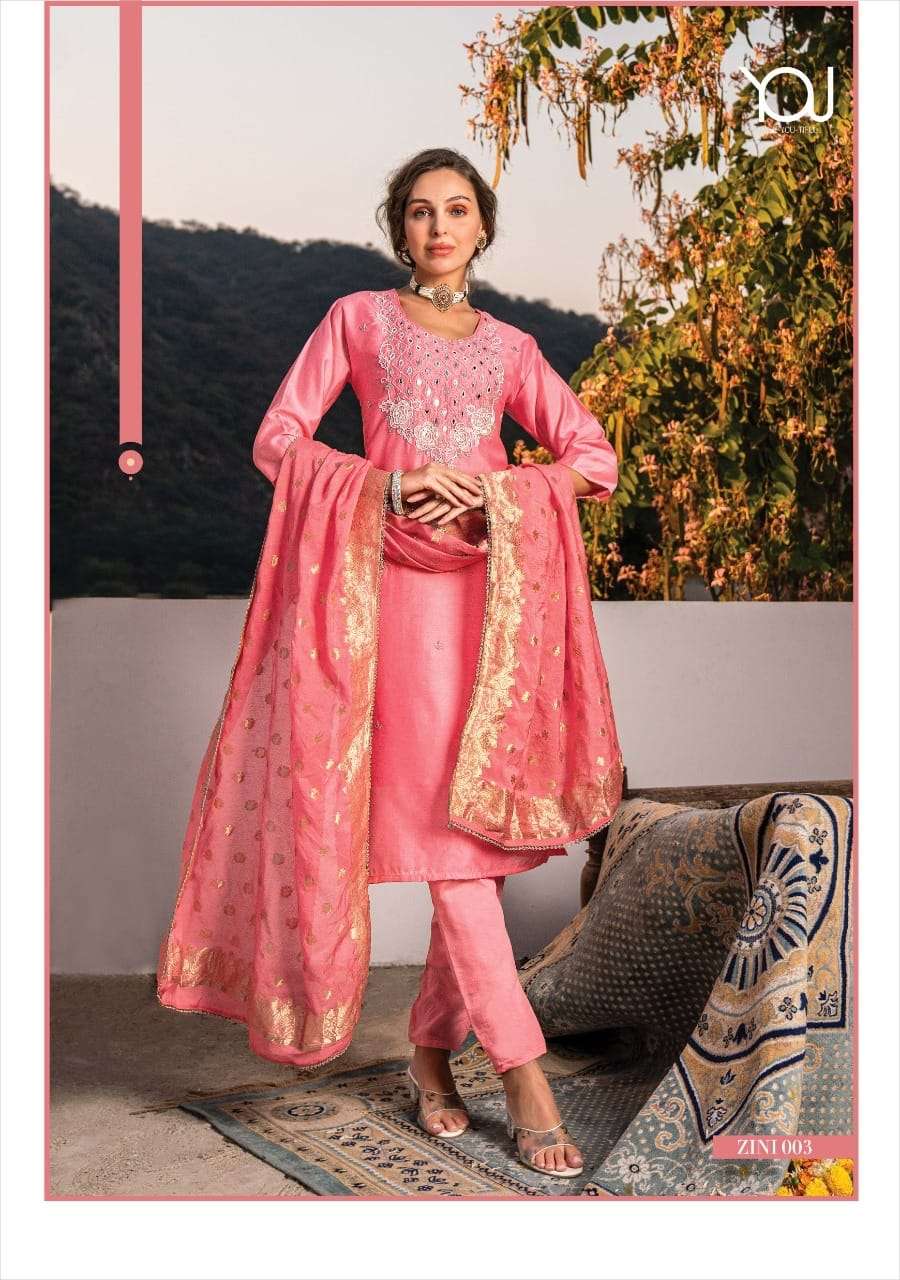 ZINI BY YOU 001 TO 006 SERIES BEAUTIFUL FESTIVE SUITS COLORFUL STYLISH FANCY CASUAL WEAR & ETHNIC WEAR CHANDERI SILK DRESSES AT WHOLESALE PRICE