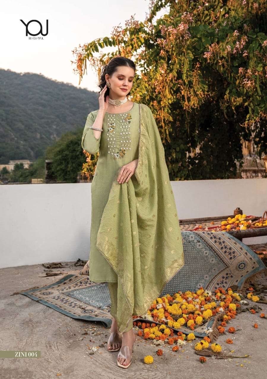 ZINI BY YOU 001 TO 006 SERIES BEAUTIFUL FESTIVE SUITS COLORFUL STYLISH FANCY CASUAL WEAR & ETHNIC WEAR CHANDERI SILK DRESSES AT WHOLESALE PRICE
