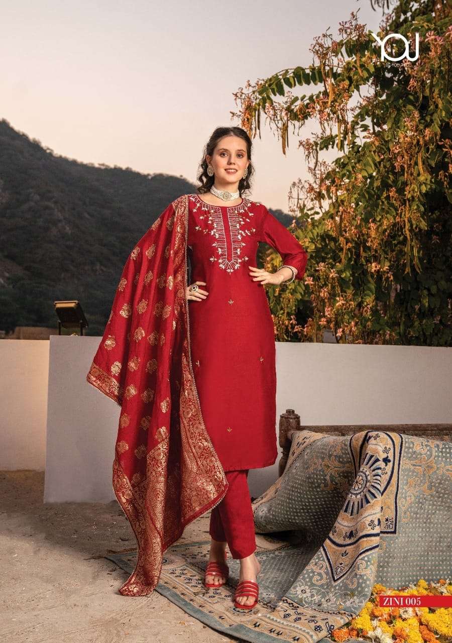 ZINI BY YOU 001 TO 006 SERIES BEAUTIFUL FESTIVE SUITS COLORFUL STYLISH FANCY CASUAL WEAR & ETHNIC WEAR CHANDERI SILK DRESSES AT WHOLESALE PRICE