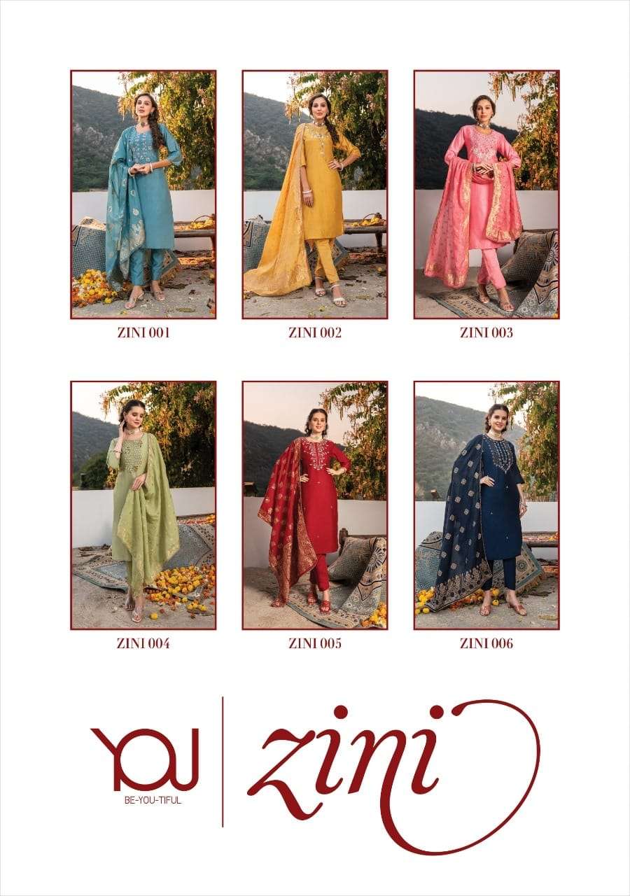 ZINI BY YOU 001 TO 006 SERIES BEAUTIFUL FESTIVE SUITS COLORFUL STYLISH FANCY CASUAL WEAR & ETHNIC WEAR CHANDERI SILK DRESSES AT WHOLESALE PRICE