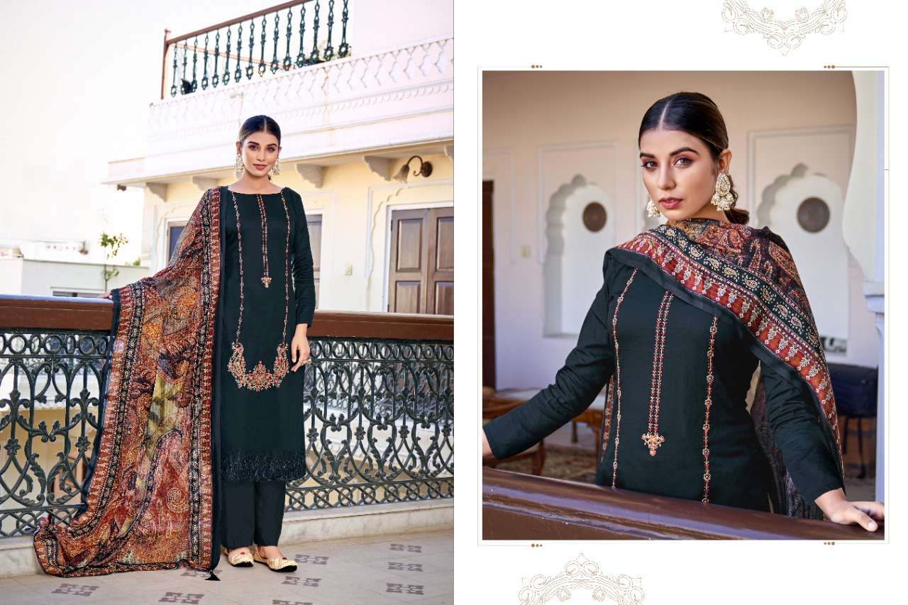 ELAHE BY HERMITAGE 1001 TO 1008 SERIES DESIGNER FESTIVE SUITS COLLECTION BEAUTIFUL STYLISH FANCY COLORFUL PARTY WEAR & OCCASIONAL WEAR PURE VISCOSE JAM SATIN EMBROIDERED DRESSES AT WHOLESALE PRICE