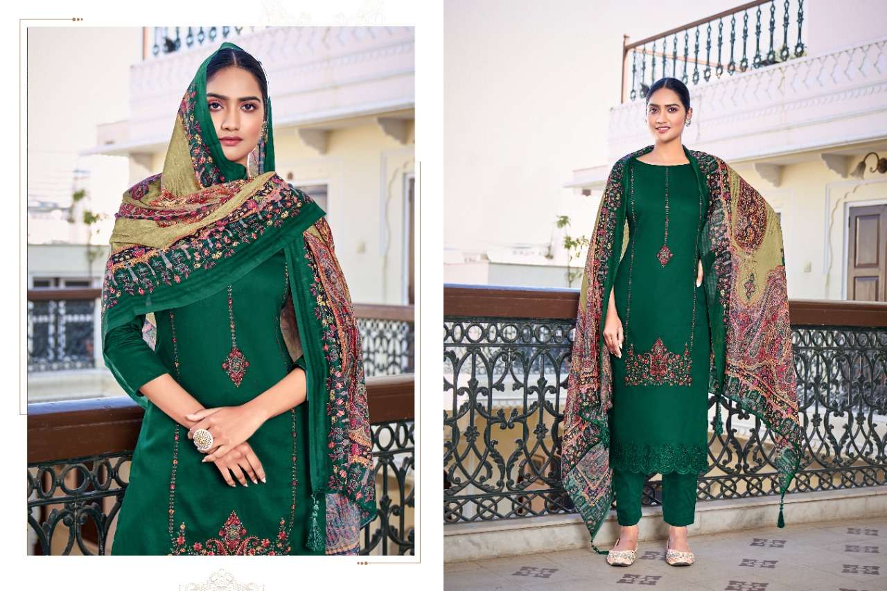 ELAHE BY HERMITAGE 1001 TO 1008 SERIES DESIGNER FESTIVE SUITS COLLECTION BEAUTIFUL STYLISH FANCY COLORFUL PARTY WEAR & OCCASIONAL WEAR PURE VISCOSE JAM SATIN EMBROIDERED DRESSES AT WHOLESALE PRICE
