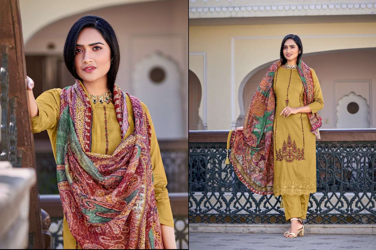 ELAHE BY HERMITAGE 1001 TO 1008 SERIES DESIGNER FESTIVE SUITS COLLECTION BEAUTIFUL STYLISH FANCY COLORFUL PARTY WEAR & OCCASIONAL WEAR PURE VISCOSE JAM SATIN EMBROIDERED DRESSES AT WHOLESALE PRICE