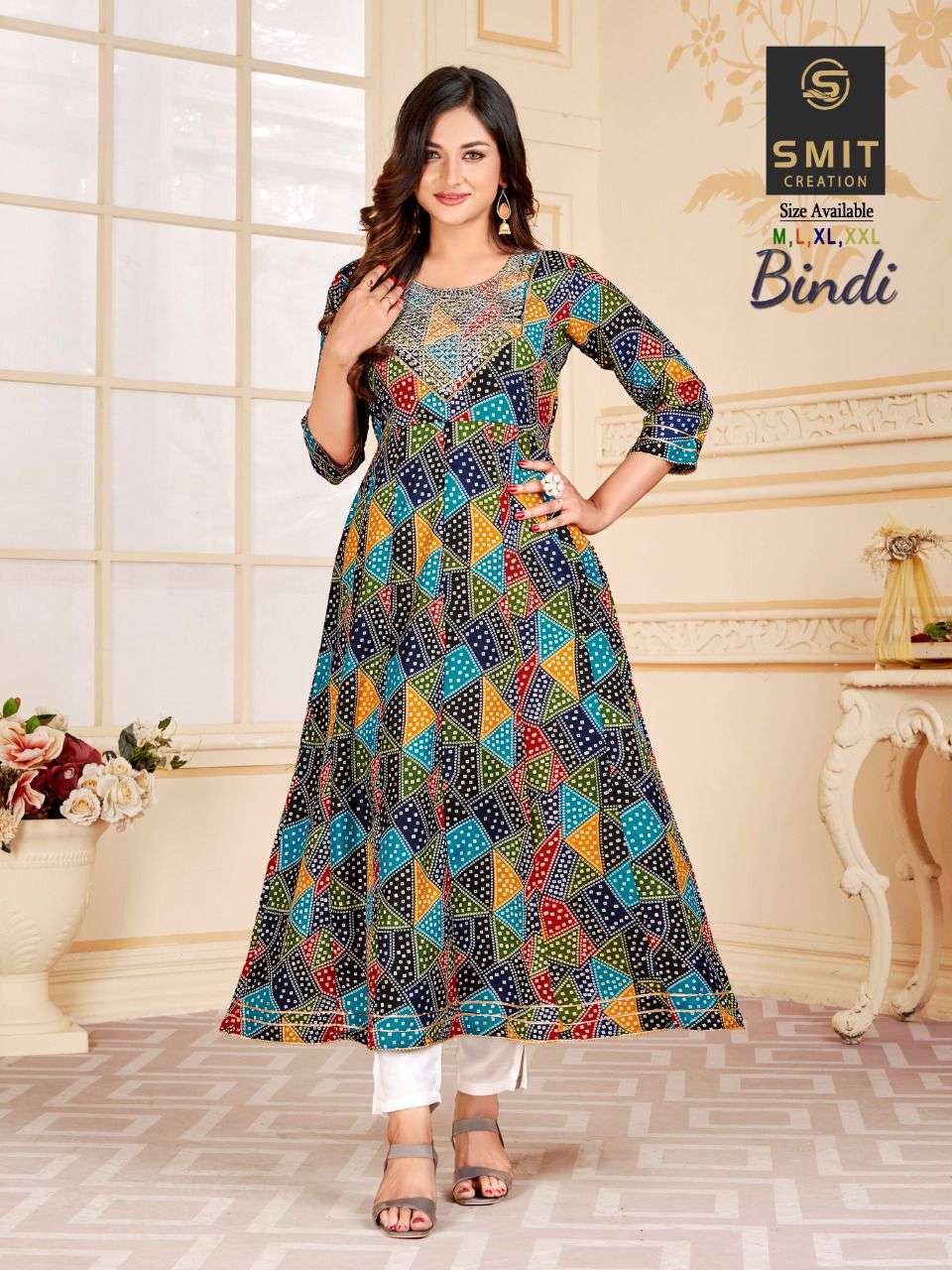 BINDI BY SMIT CREATION 1001 TO 1004 SERIES BEAUTIFUL STYLISH FANCY COLORFUL CASUAL WEAR & ETHNIC WEAR PURE COTTON GOWNS AT WHOLESALE PRICE