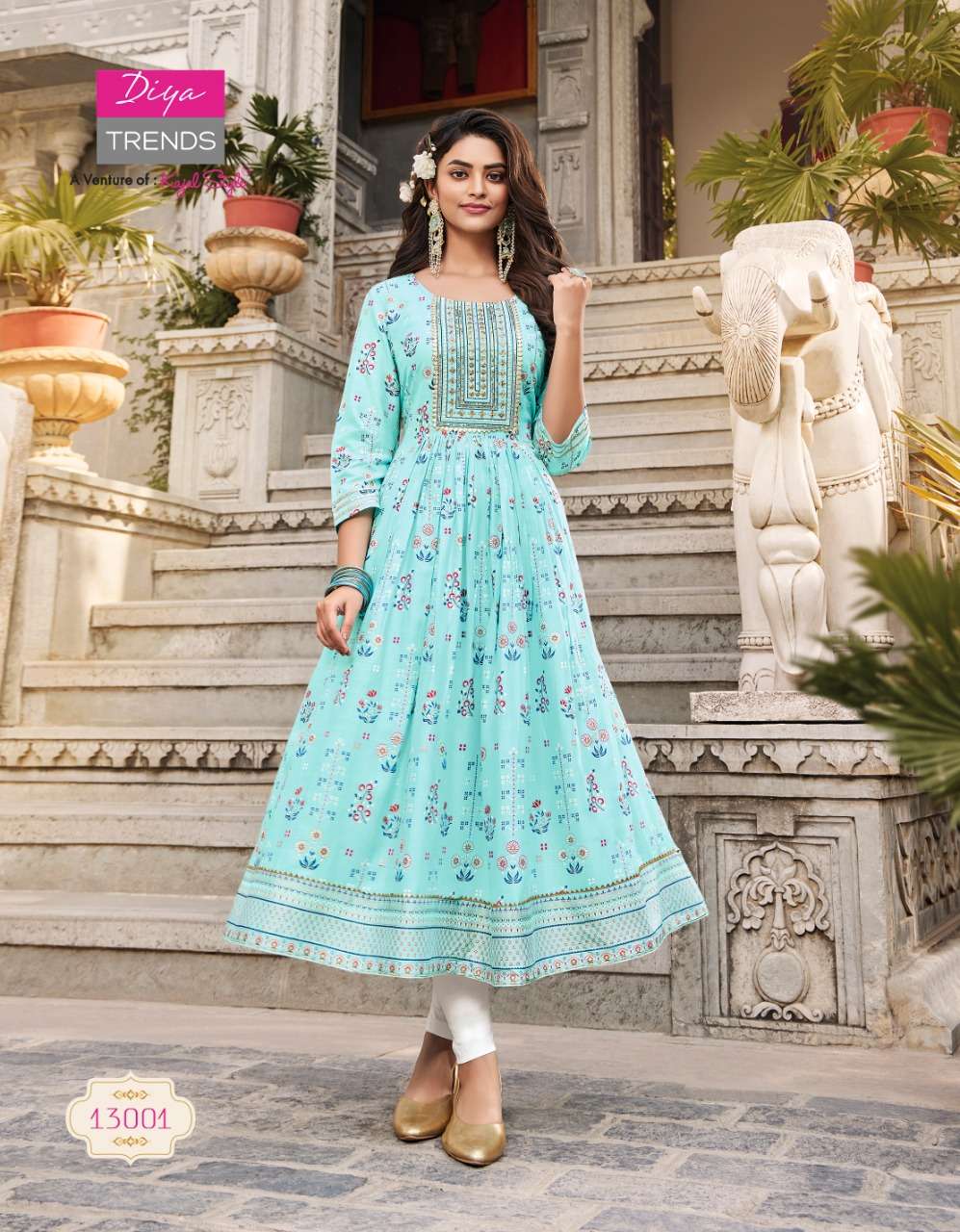 ETHNICITY VOL-13 BY DIYA TRENDS 13001 TO 13010 SERIES BEAUTIFUL SUITS COLORFUL STYLISH FANCY CASUAL WEAR & ETHNIC WEAR RAYON GOWN AT WHOLESALE PRICE