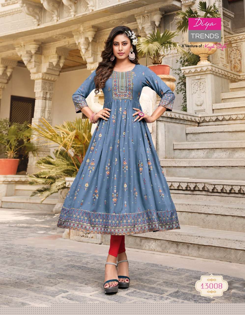 ETHNICITY VOL-13 BY DIYA TRENDS 13001 TO 13010 SERIES BEAUTIFUL SUITS COLORFUL STYLISH FANCY CASUAL WEAR & ETHNIC WEAR RAYON GOWN AT WHOLESALE PRICE