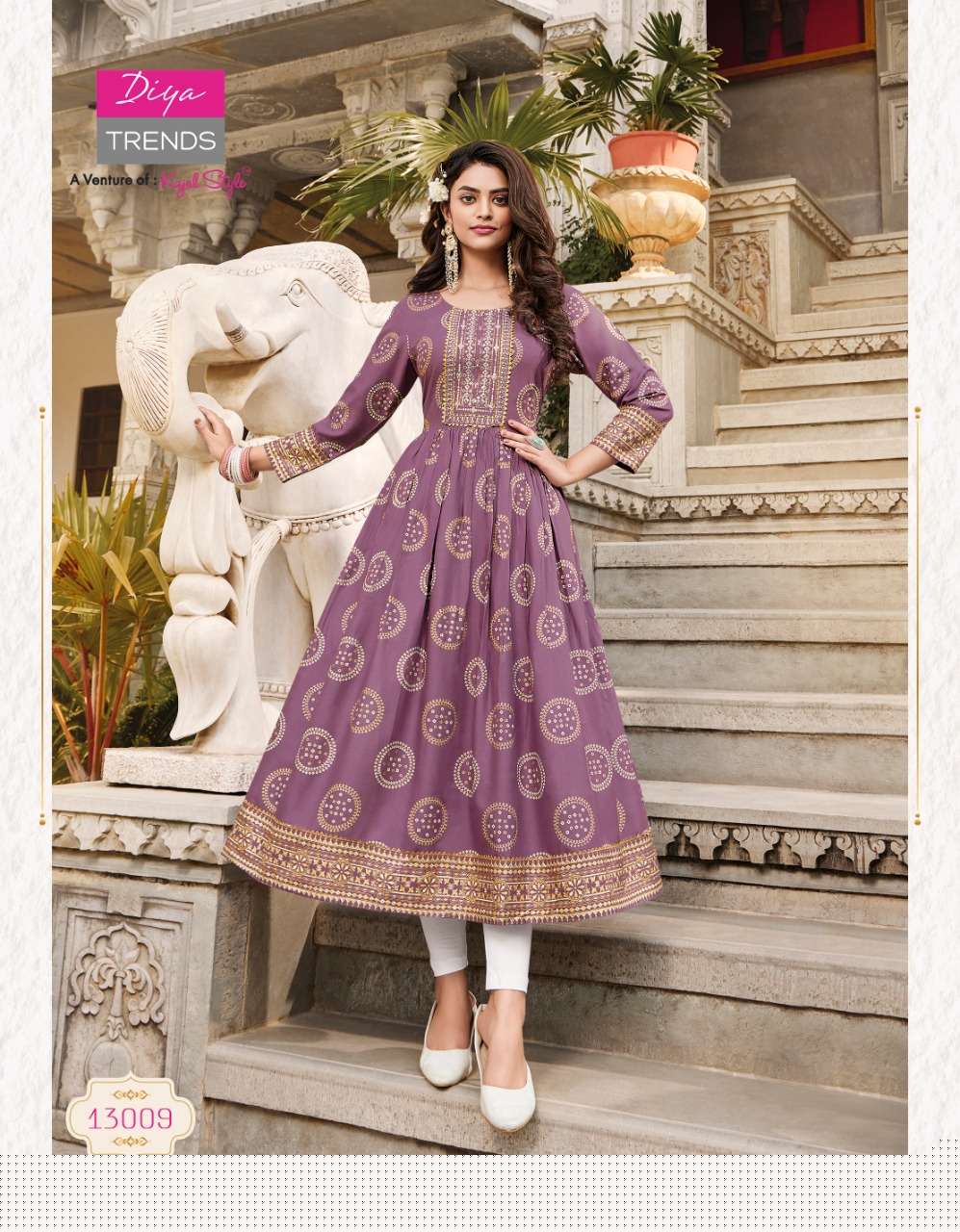 ETHNICITY VOL-13 BY DIYA TRENDS 13001 TO 13010 SERIES BEAUTIFUL SUITS COLORFUL STYLISH FANCY CASUAL WEAR & ETHNIC WEAR RAYON GOWN AT WHOLESALE PRICE