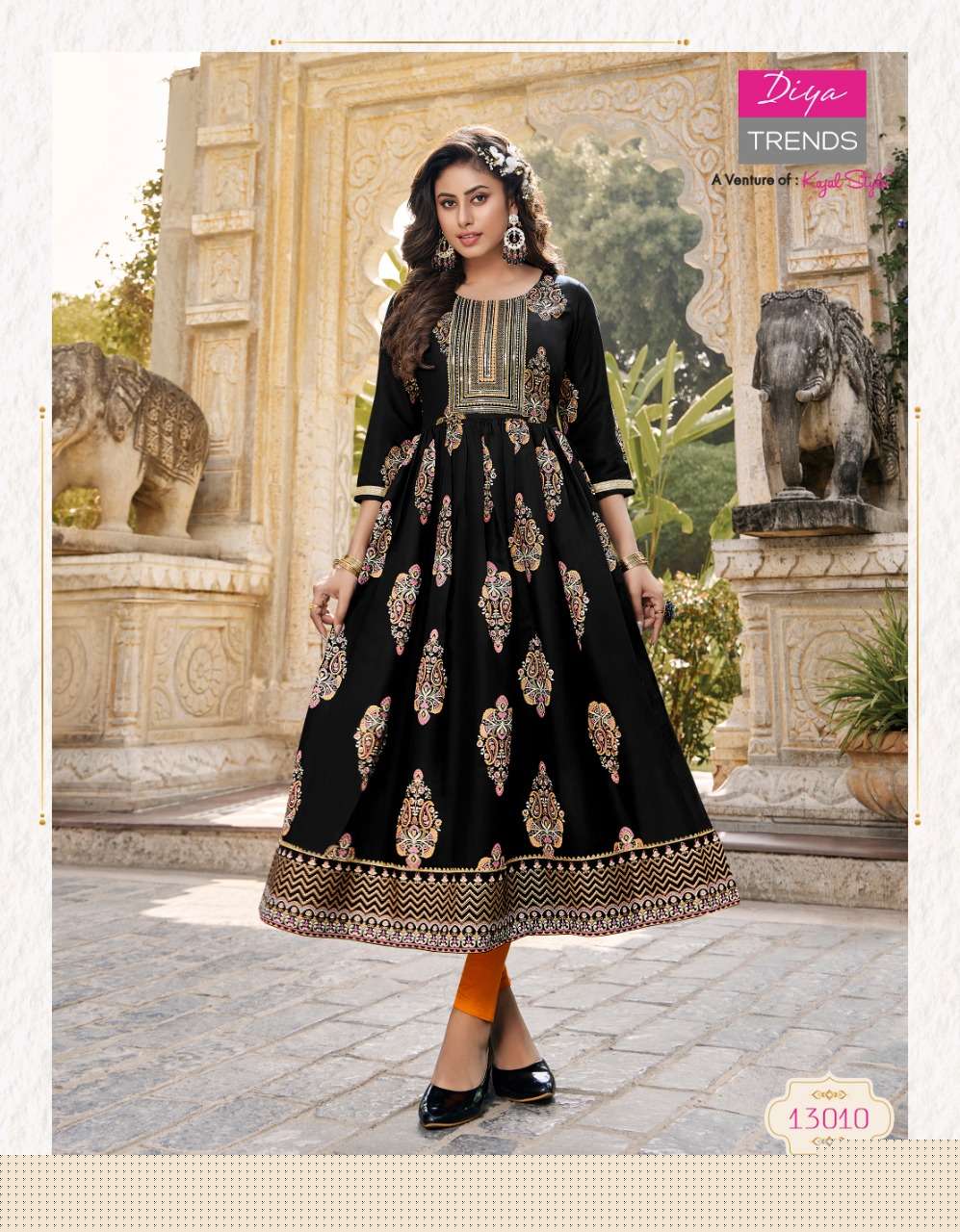 ETHNICITY VOL-13 BY DIYA TRENDS 13001 TO 13010 SERIES BEAUTIFUL SUITS COLORFUL STYLISH FANCY CASUAL WEAR & ETHNIC WEAR RAYON GOWN AT WHOLESALE PRICE