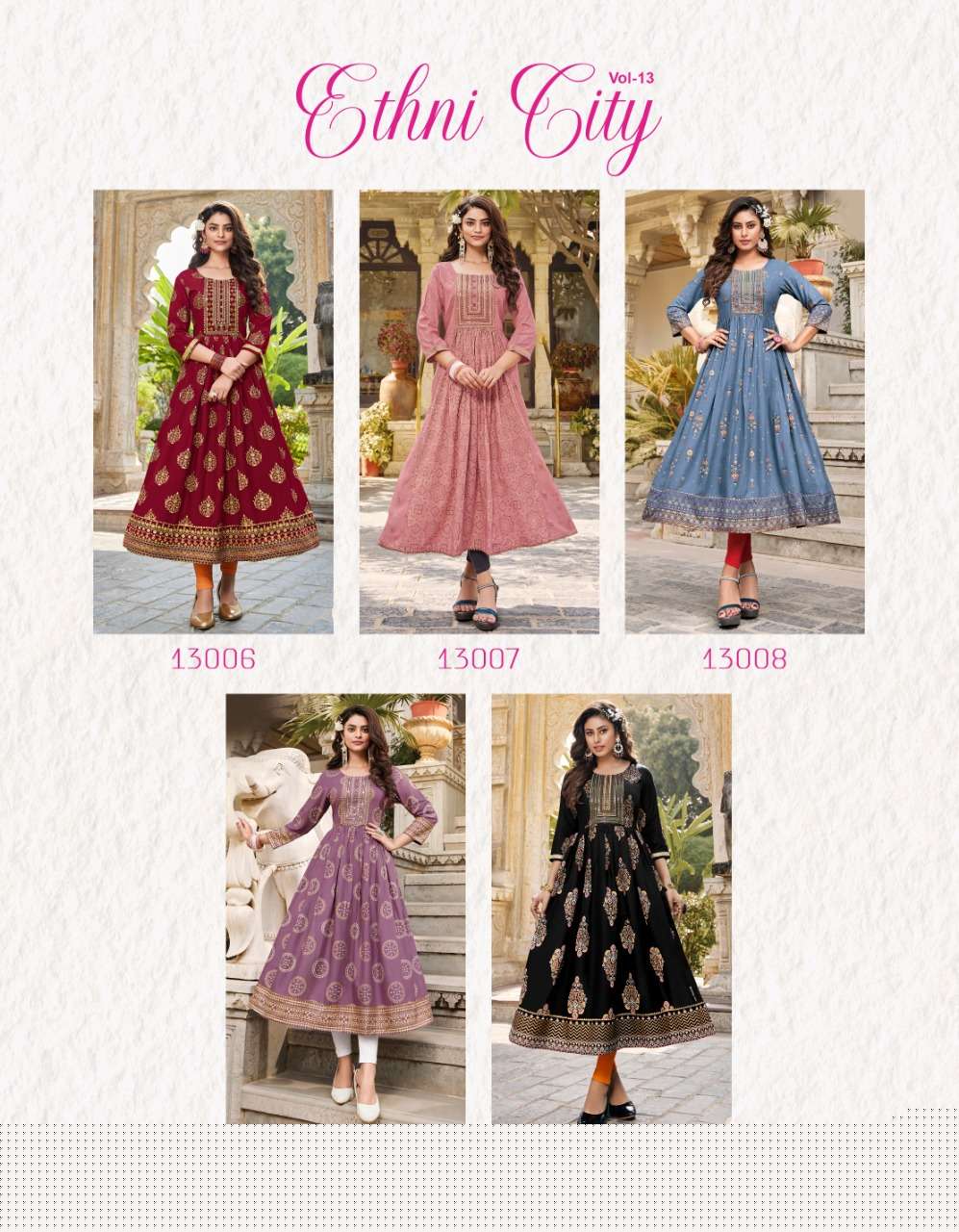 ETHNICITY VOL-13 BY DIYA TRENDS 13001 TO 13010 SERIES BEAUTIFUL SUITS COLORFUL STYLISH FANCY CASUAL WEAR & ETHNIC WEAR RAYON GOWN AT WHOLESALE PRICE