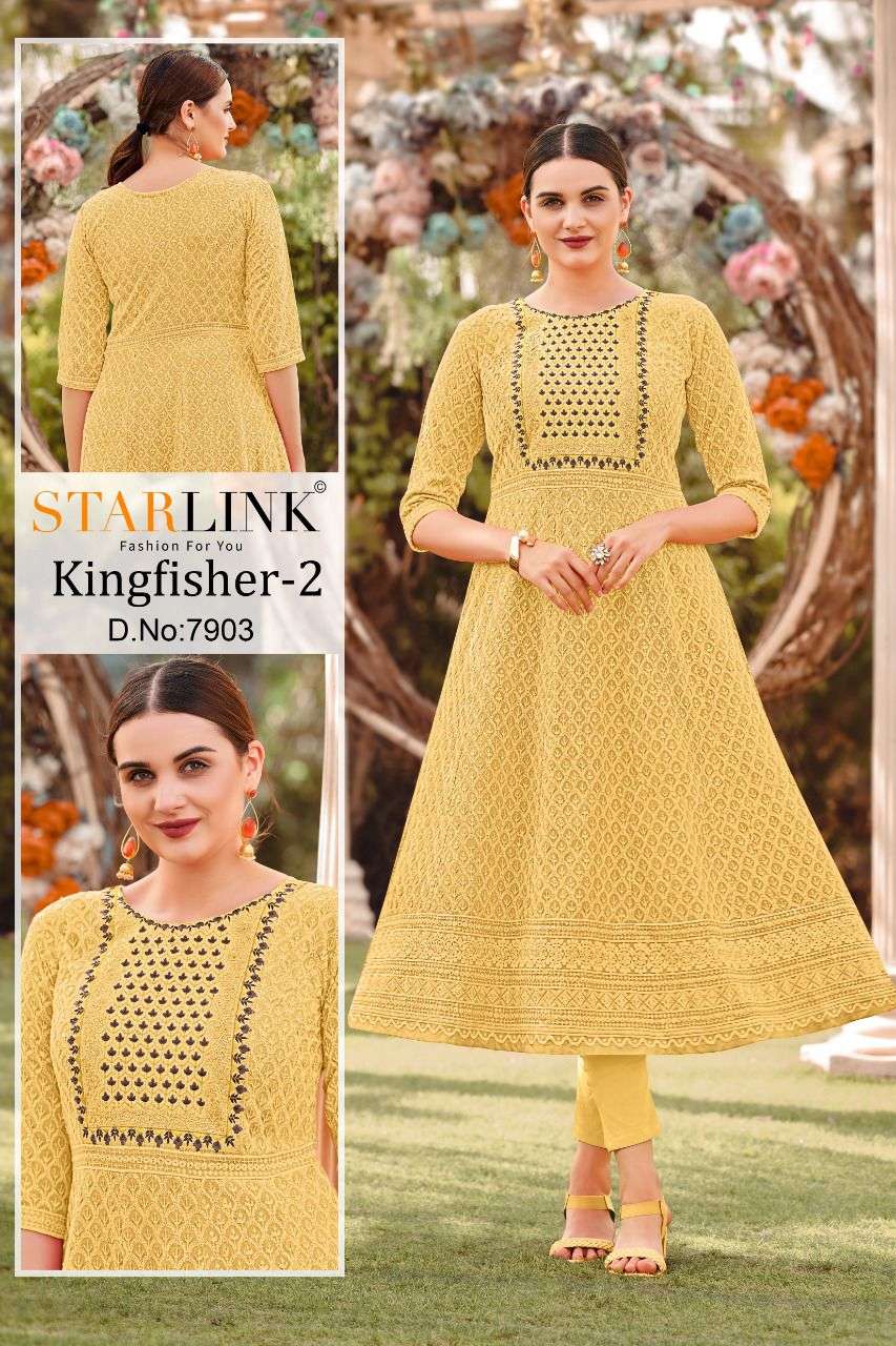 KINGFISHER VOL-2 BY STARLINK DESIGNER STYLISH FANCY COLORFUL BEAUTIFUL PARTY WEAR & ETHNIC WEAR COLLECTION RAYON KURTIS AT WHOLESALE PRICE