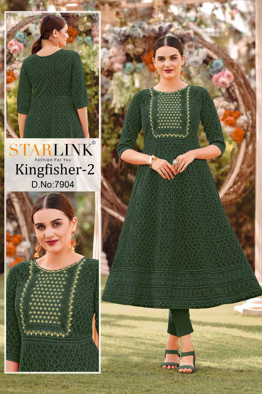 KINGFISHER VOL-2 BY STARLINK DESIGNER STYLISH FANCY COLORFUL BEAUTIFUL PARTY WEAR & ETHNIC WEAR COLLECTION RAYON KURTIS AT WHOLESALE PRICE