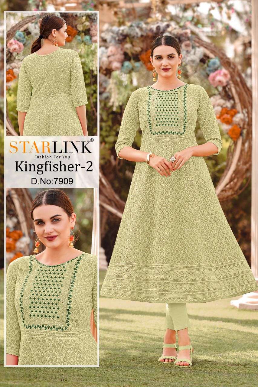 KINGFISHER VOL-2 BY STARLINK DESIGNER STYLISH FANCY COLORFUL BEAUTIFUL PARTY WEAR & ETHNIC WEAR COLLECTION RAYON KURTIS AT WHOLESALE PRICE