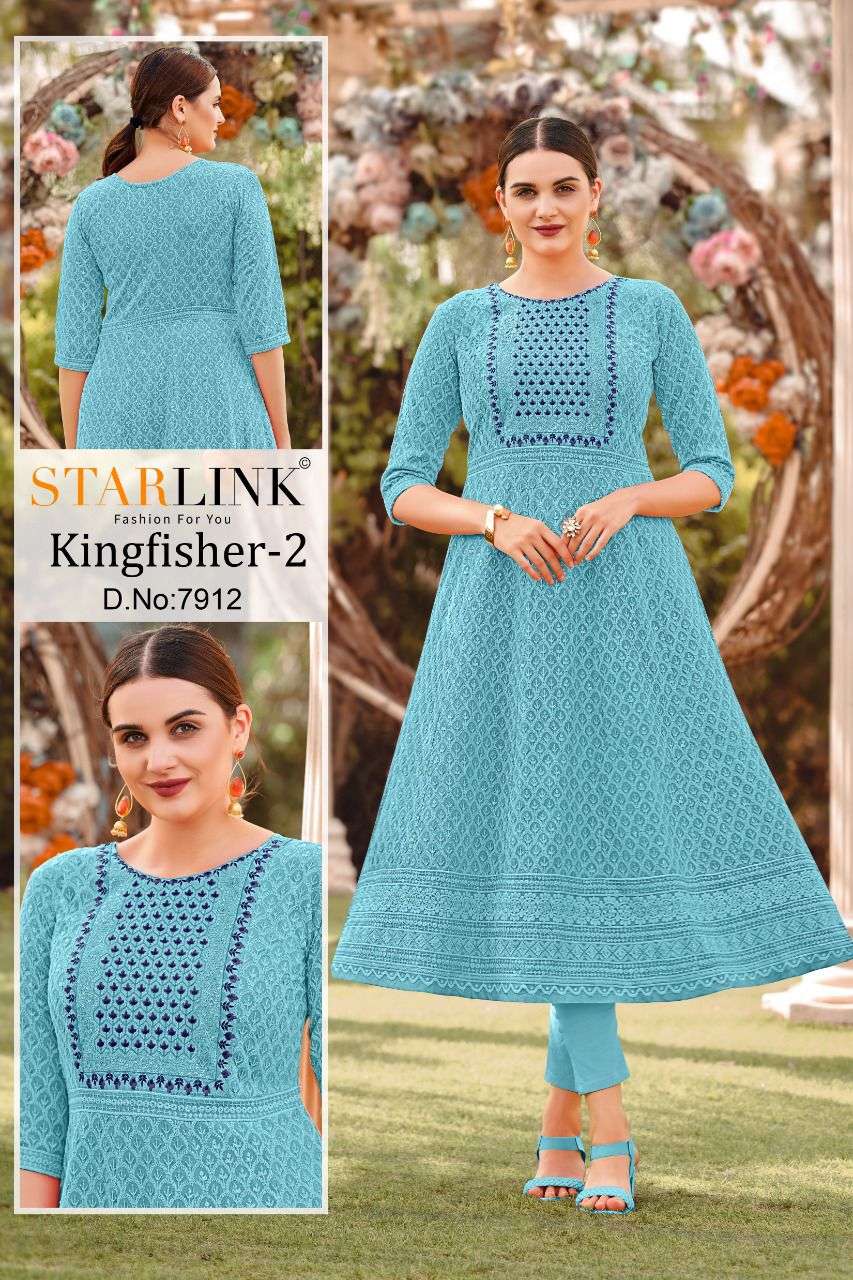 KINGFISHER VOL-2 BY STARLINK DESIGNER STYLISH FANCY COLORFUL BEAUTIFUL PARTY WEAR & ETHNIC WEAR COLLECTION RAYON KURTIS AT WHOLESALE PRICE