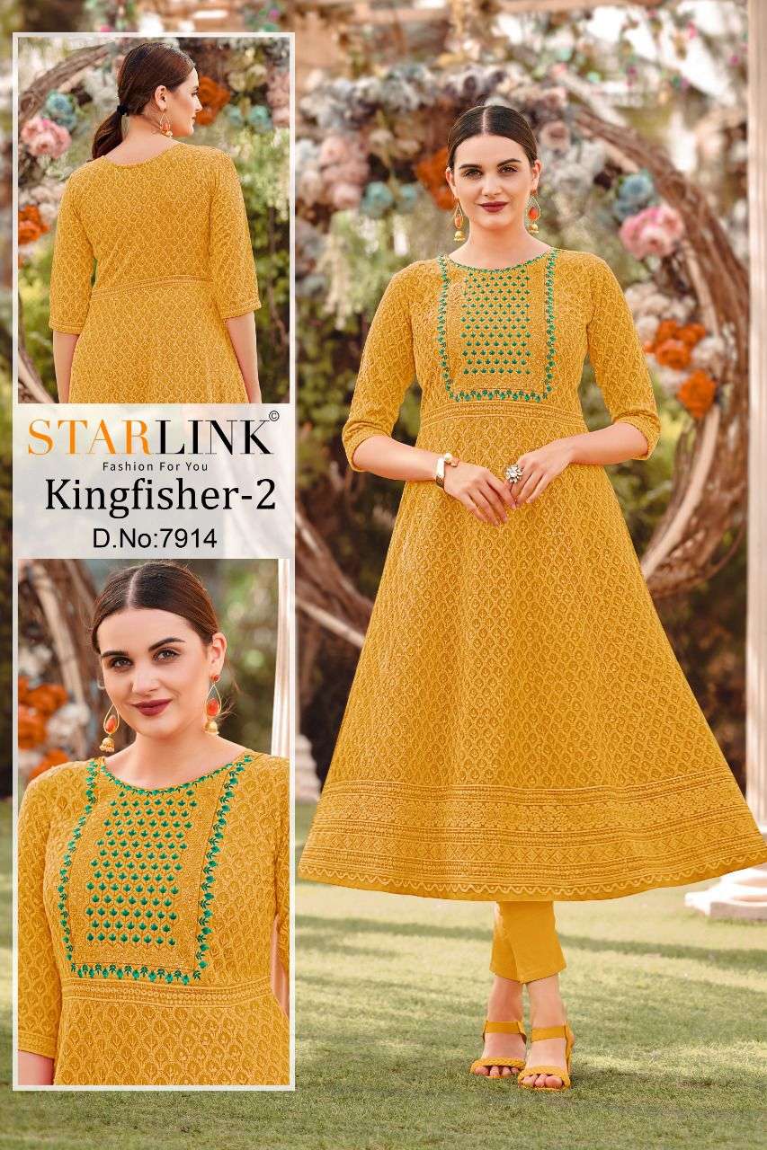 KINGFISHER VOL-2 BY STARLINK DESIGNER STYLISH FANCY COLORFUL BEAUTIFUL PARTY WEAR & ETHNIC WEAR COLLECTION RAYON KURTIS AT WHOLESALE PRICE