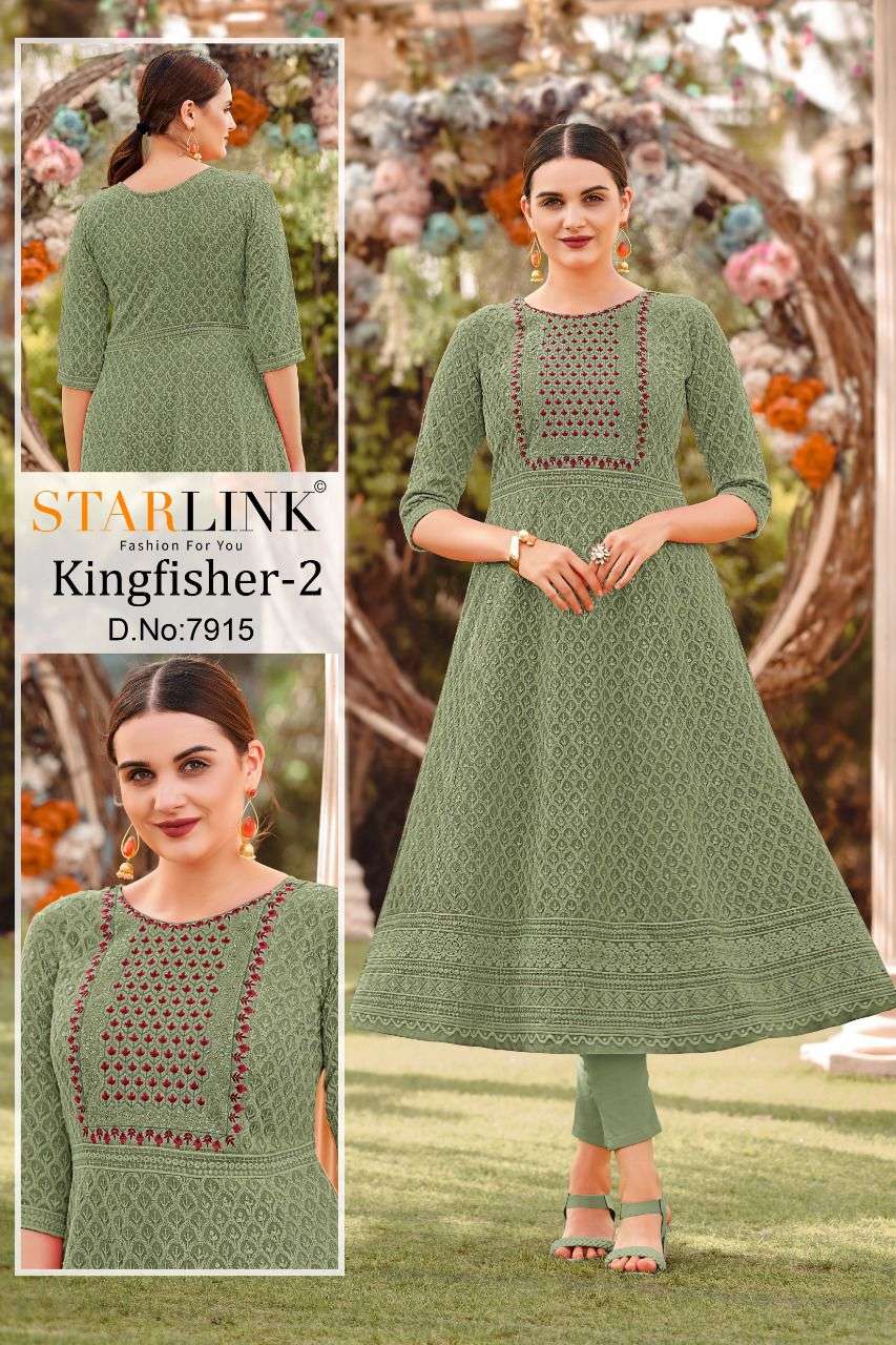 KINGFISHER VOL-2 BY STARLINK DESIGNER STYLISH FANCY COLORFUL BEAUTIFUL PARTY WEAR & ETHNIC WEAR COLLECTION RAYON KURTIS AT WHOLESALE PRICE