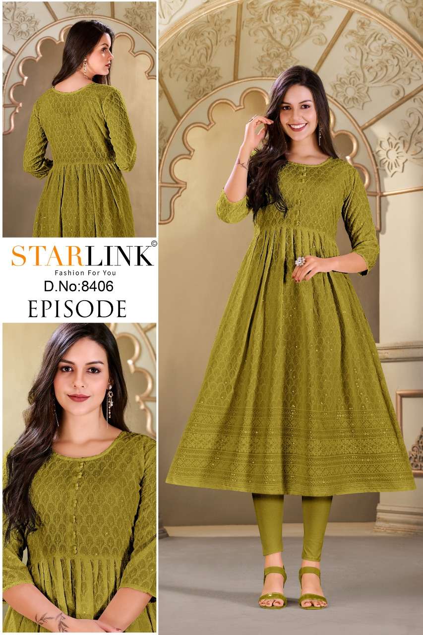 EPISODE BY STARLINK 8401 TO 8426 SERIES DESIGNER STYLISH FANCY COLORFUL BEAUTIFUL PARTY WEAR & ETHNIC WEAR COLLECTION RAYON KURTIS AT WHOLESALE PRICE