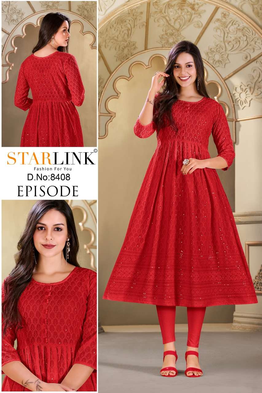 EPISODE BY STARLINK 8401 TO 8426 SERIES DESIGNER STYLISH FANCY COLORFUL BEAUTIFUL PARTY WEAR & ETHNIC WEAR COLLECTION RAYON KURTIS AT WHOLESALE PRICE