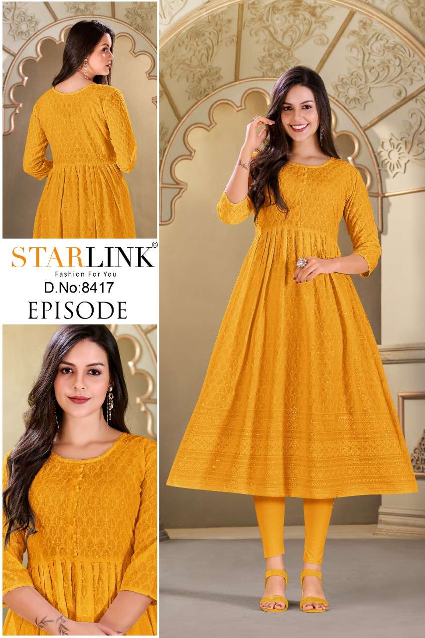EPISODE BY STARLINK 8401 TO 8426 SERIES DESIGNER STYLISH FANCY COLORFUL BEAUTIFUL PARTY WEAR & ETHNIC WEAR COLLECTION RAYON KURTIS AT WHOLESALE PRICE