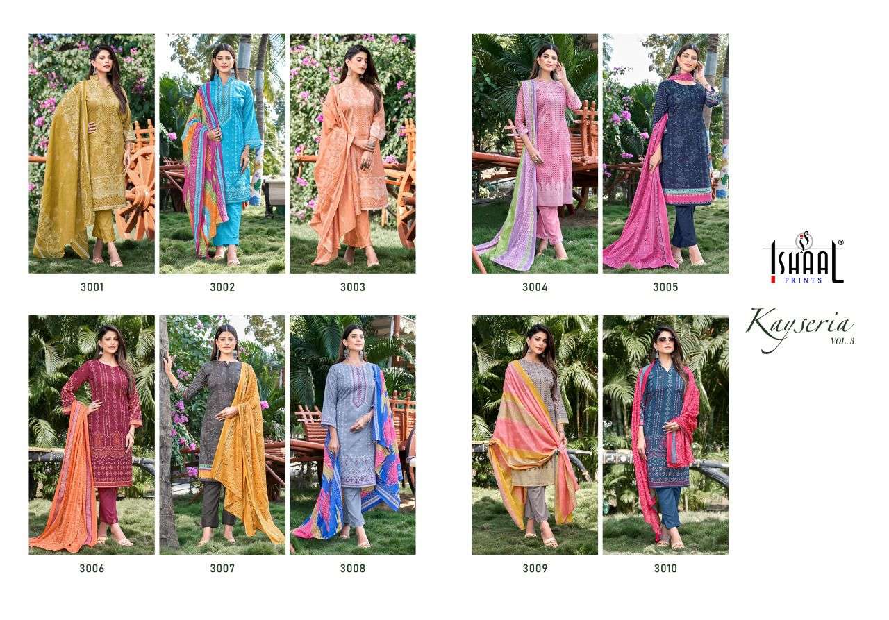 KESARIYA VOL-3 BY ISHAAL PRINTS 3001 TO 3010 SERIES DESIGNER WEDDING COLLECTION BEAUTIFUL STYLISH FANCY COLORFUL PARTY WEAR & OCCASIONAL WEAR PURE LAWN DRESSES AT WHOLESALE PRICE