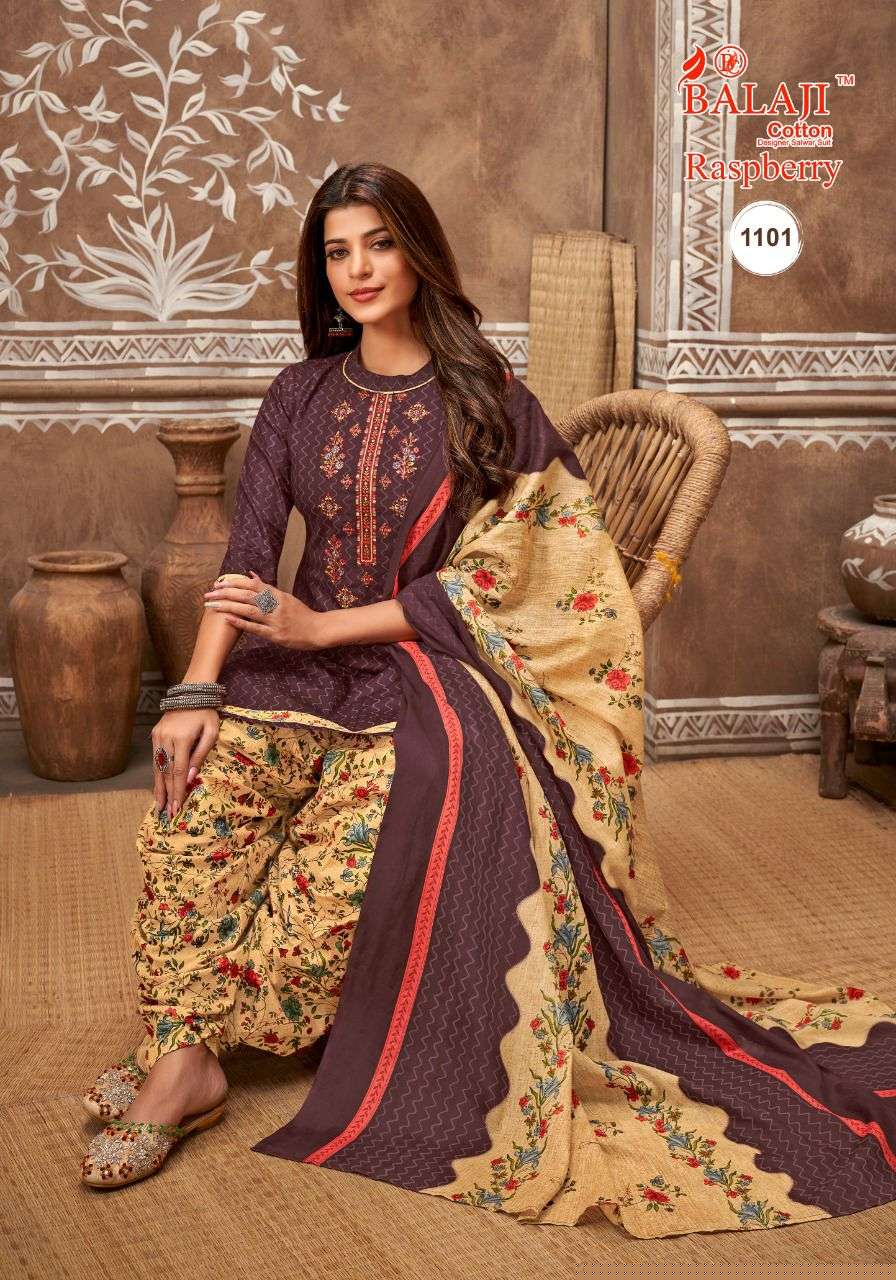 RASPBERRY VOL-11 BY BALAJI COTTON 1101 TO 1112 SERIES BEAUTIFUL SUITS STYLISH FANCY COLORFUL PARTY WEAR & OCCASIONAL WEAR HEAVY COTTON PRINT DRESSES AT WHOLESALE PRICE
