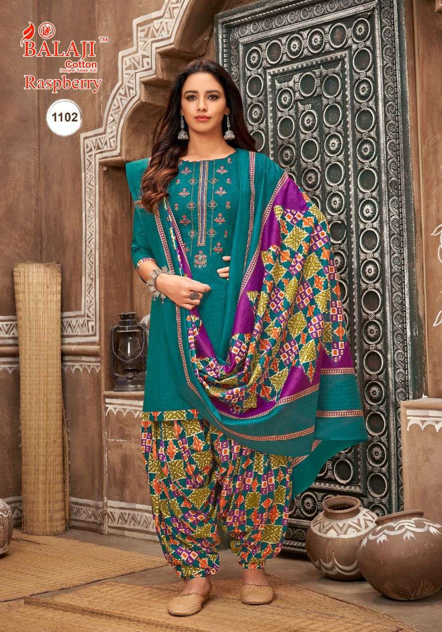 RASPBERRY VOL-11 BY BALAJI COTTON 1101 TO 1112 SERIES BEAUTIFUL SUITS STYLISH FANCY COLORFUL PARTY WEAR & OCCASIONAL WEAR HEAVY COTTON PRINT DRESSES AT WHOLESALE PRICE